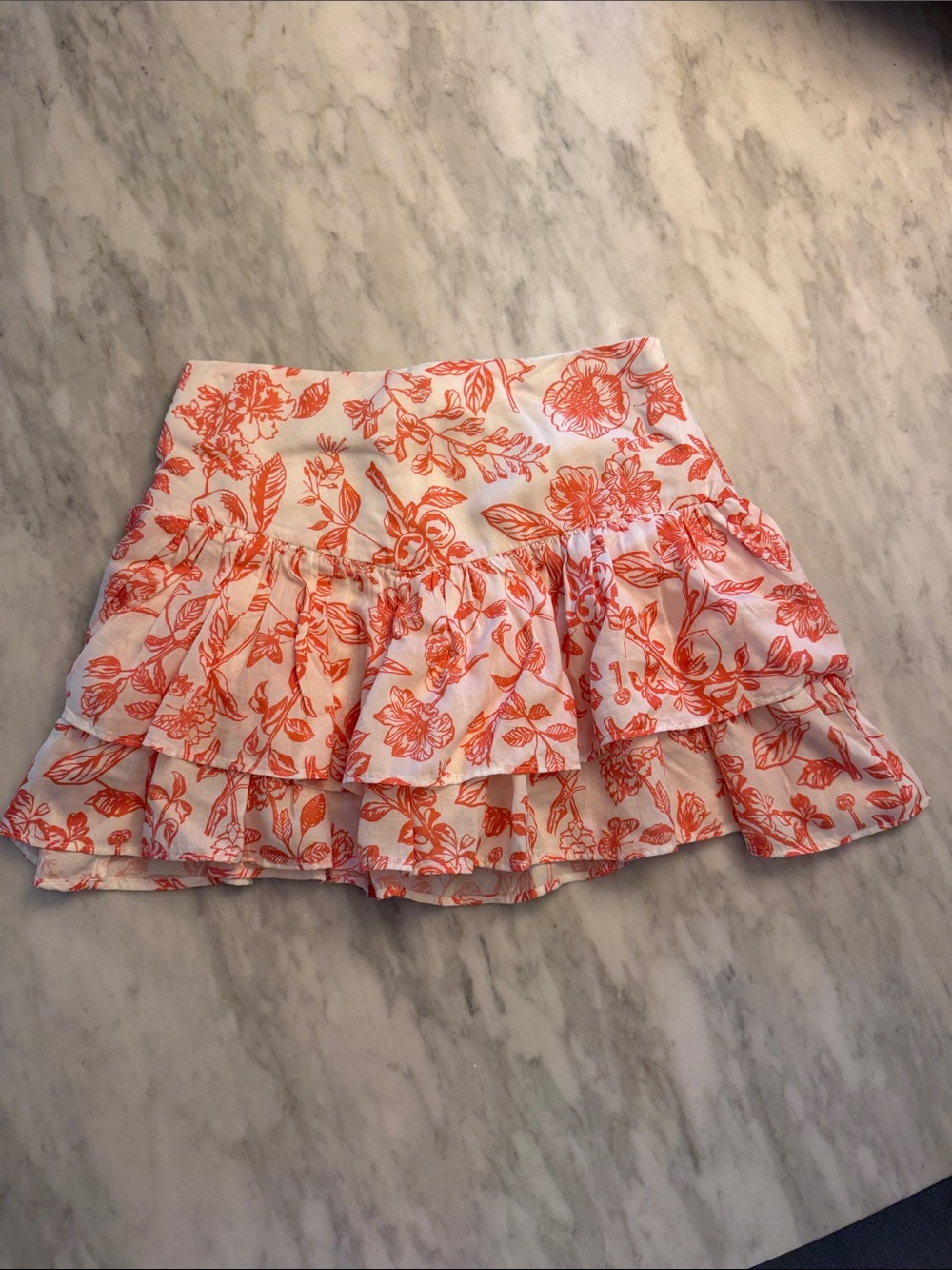 Cake For Dinner Amore Flounce Skirt White & Orange/Coral Small
